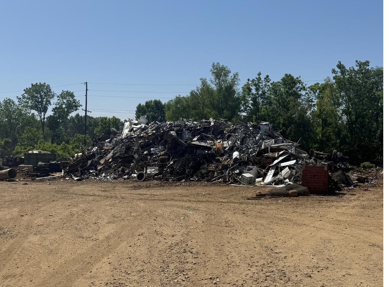 Recovered scrap staged for processing
